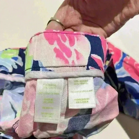 Lilly Pulitzer Womens Madeira Pants High Tide Navy  Tropicolada Size 10 - Picture 10 of 12